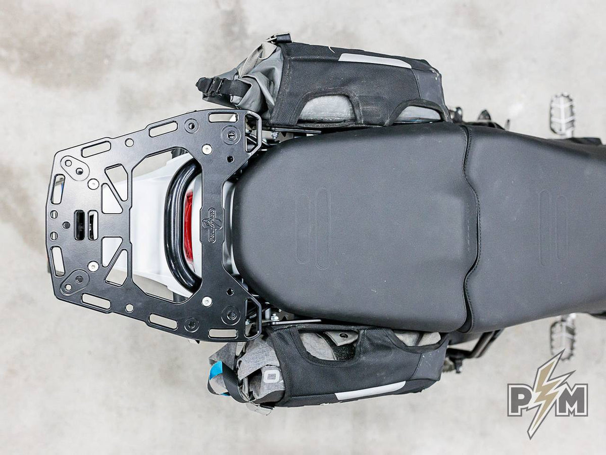 Perun moto Ducati DesertX Side carriers + Top rack + Mosko moto Aux Pox 4l - 11