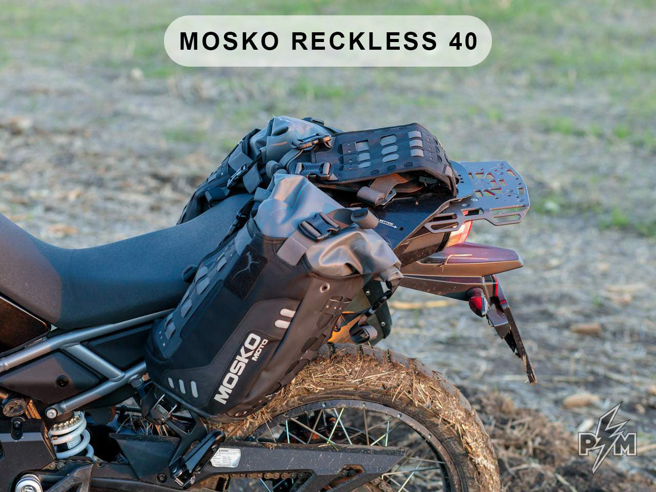 Perun moto CF-Moto MT 450 / IBEX Top luggage rack with Mosko moto Reckless 40 and Gnoblin