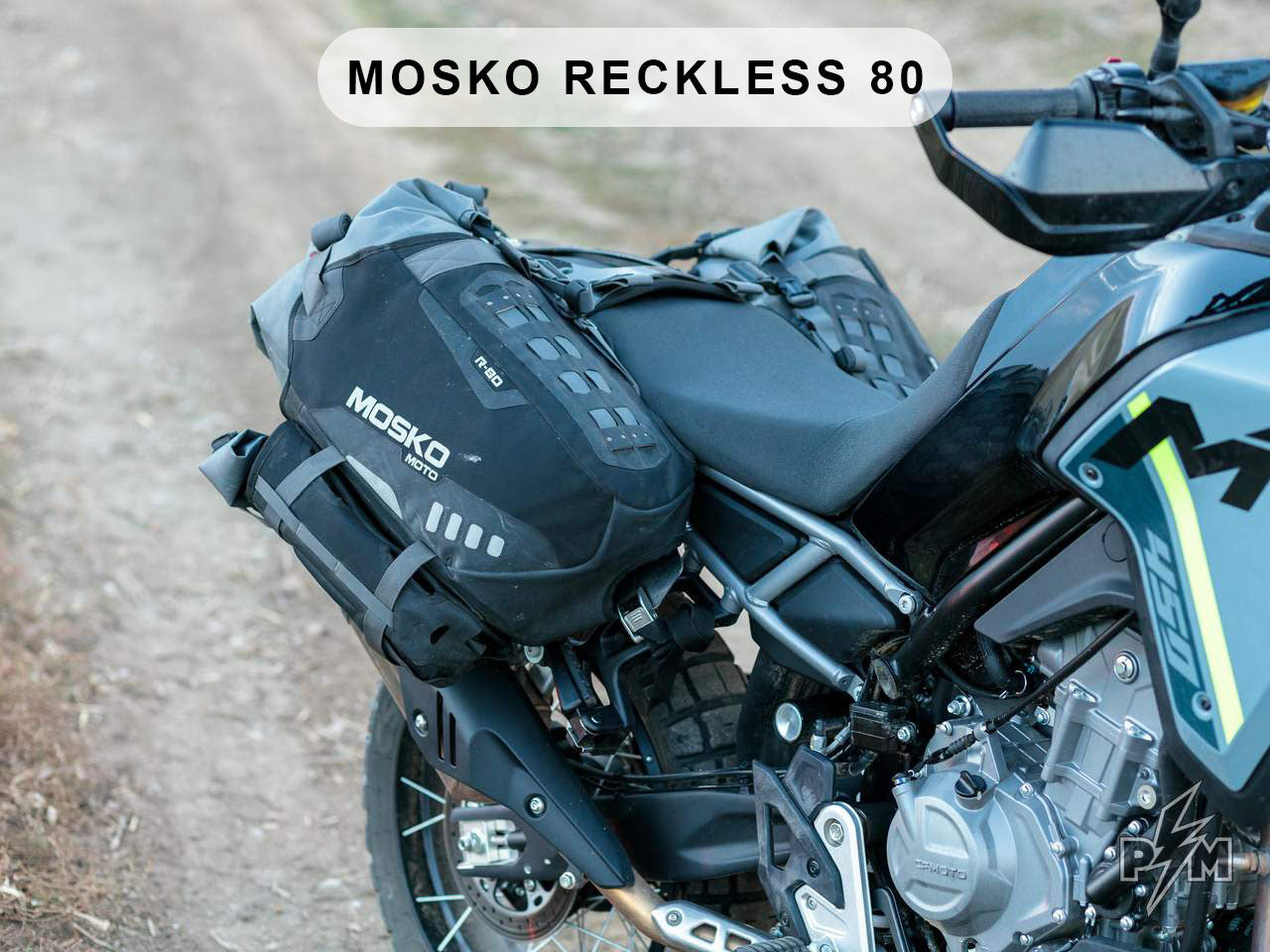 Perun moto CF-Moto MT 450 / IBEX Top luggage rack with Mosko moto Reckless 80 and Gnoblin