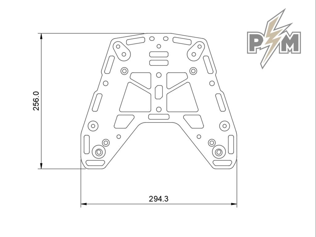 Perun moto Yamaha Tenere 700 Top luggage rack - 10 - Dimensions