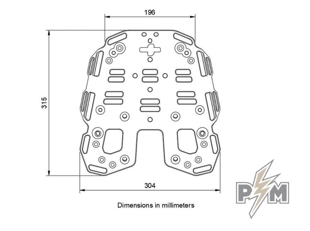 Perun moto KTM 1290 Billet top rack dimensions